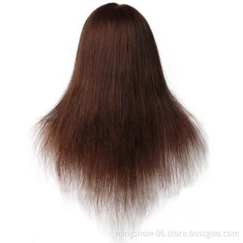 Mingshow real hair practice training head dolls mannequin with natural hair for hairdresser